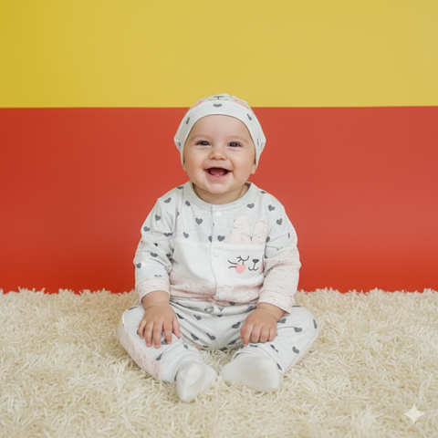 3 Pieces Baby Suits For Summer cat heart's
