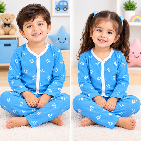 Winter Night Suit Blue Leaf