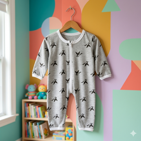 Baby Romper jersey grey birds