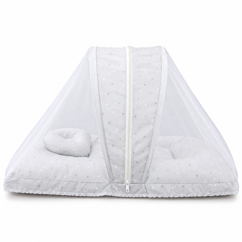 Mosquito Bed Net - Grey small White & Grey stars