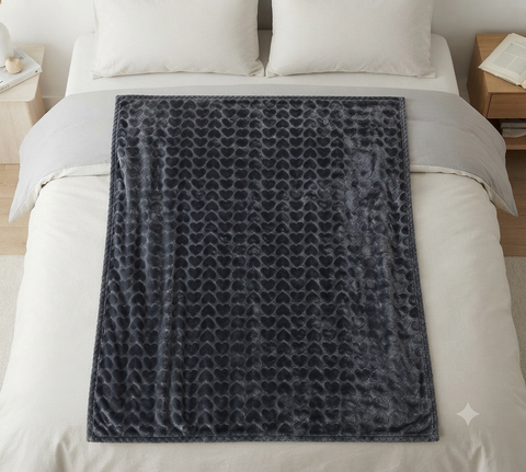 Imported Double Ply Blanket Hearts Overall Grey