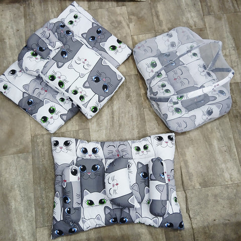 8 Pieces Baby Bedding set grey white cat Vol-29-8