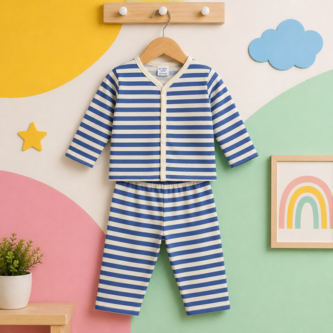Winter Night Suit Blue yellow Stripes