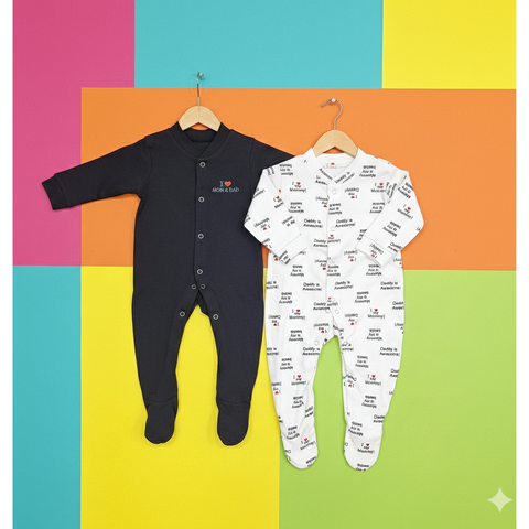 Pack Of 2 Sleep Suit Black Mom Dad