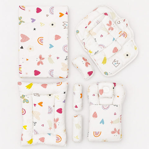 8 Pieces Baby Bedding White Rainbow