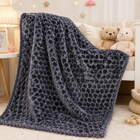 Imported Double Ply Blanket Hearts Overall Grey