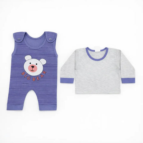 CG - 2 Pieces - Short Leg Dungaree Set - Blue - Big Bear