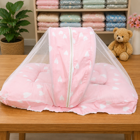 Mosquito Bed Net - Pink Hearts