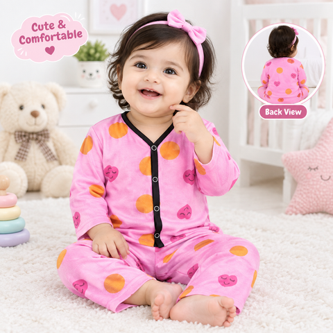 Winter Night Suit Pink Hearts