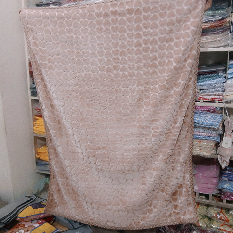Imported Double Ply Blanket Hearts Overall Light Brown
