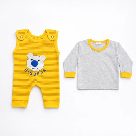 CG - 2 Pieces - Short Leg Dungaree Set - Yellow - Big Bear