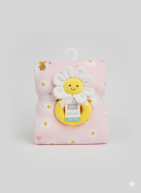 Emporio Blanket With stuff Toy baby pink honey bee