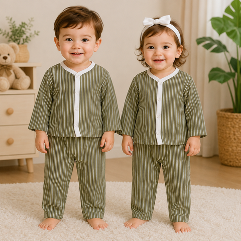 Winter Night Suit Green white lining