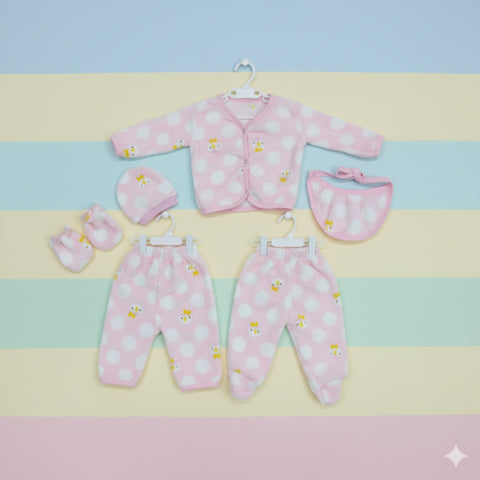 Six pieces Baby Suit For Winter pink penguin