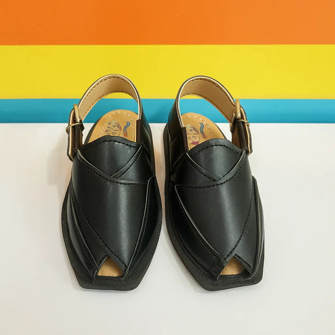 Peshawari Chappal Kaptaan - Black