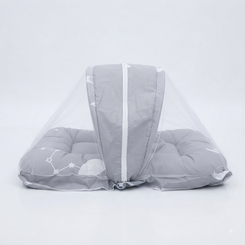 Mosquito Bed Net - Grey small White Stars