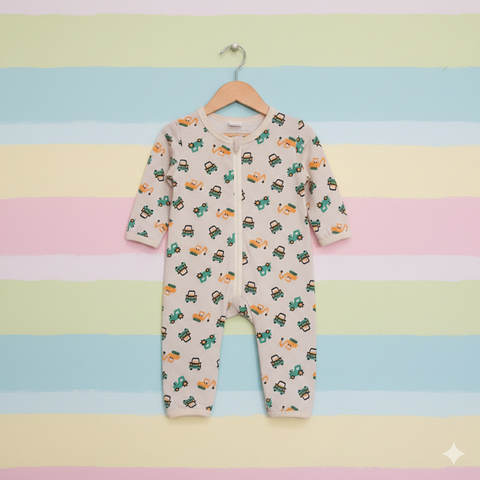 Baby Romper jersey brown cars