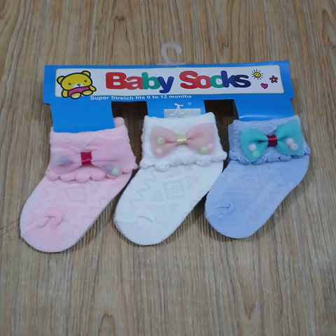 Pack Of 3 Socks butterfly knot