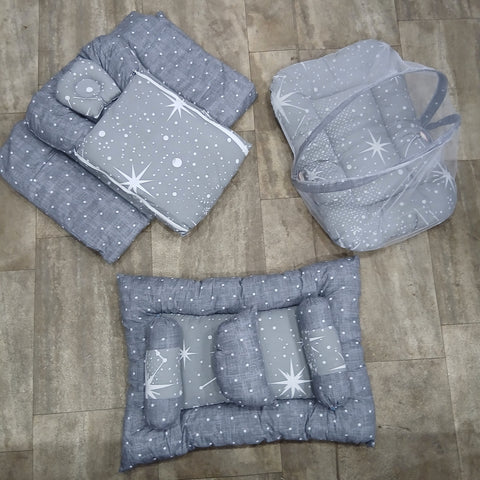 8 Pieces Baby Bedding set grey polka stars Vol-29-8