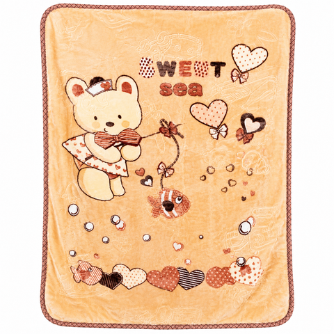 Imported Baby Blanket Double Ply Brown sweet sea