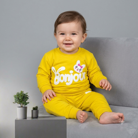 Warm Baby Track Suit Bonjour yellow