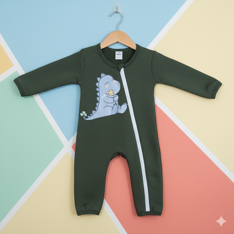 Baby Romper For Winter green dino 11-10