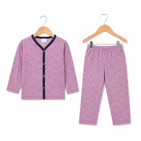Winter Night Suit mauve pink printed