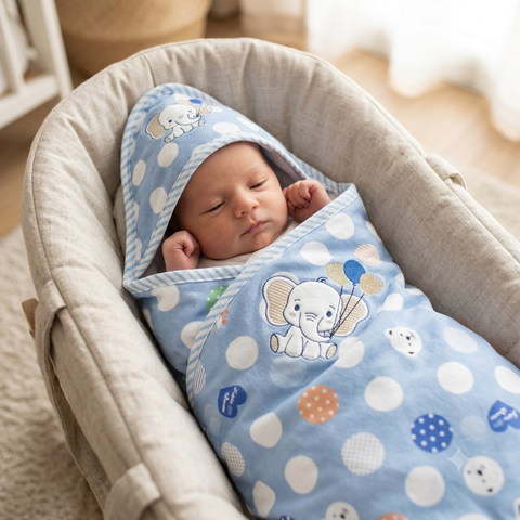 Hooded Warm Wrapping Sheet circles