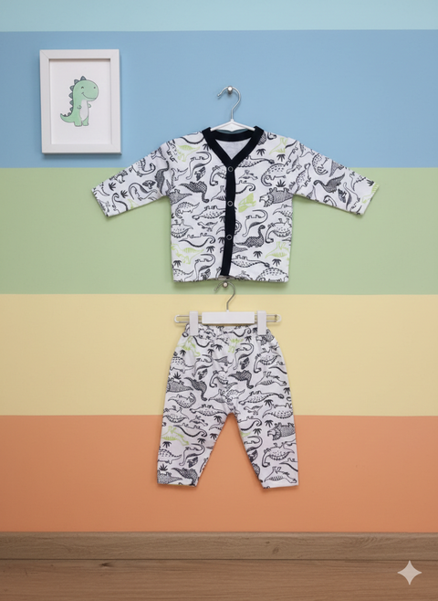 Night Suit  white Dino