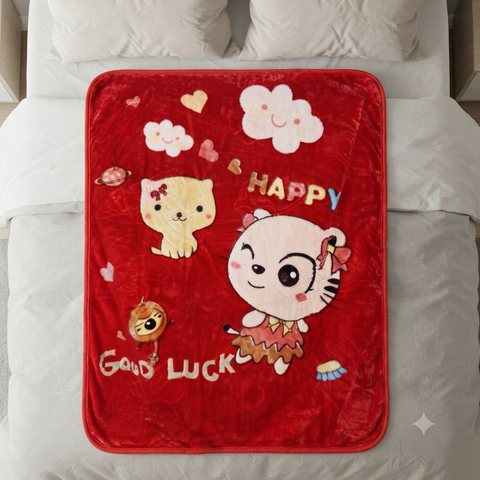 Imported Baby Blanket Double Ply Red Happy