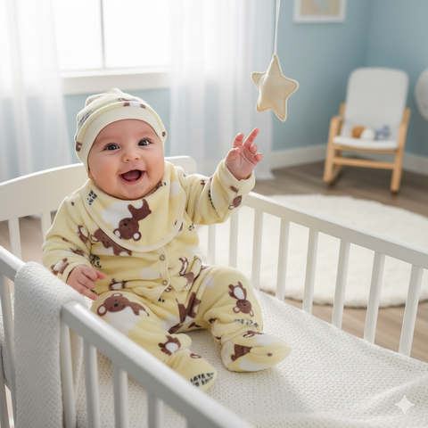 Six pieces Baby Suit For Winter yellow bear
