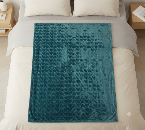 Imported Double Ply Blanket Hearts Overall Green