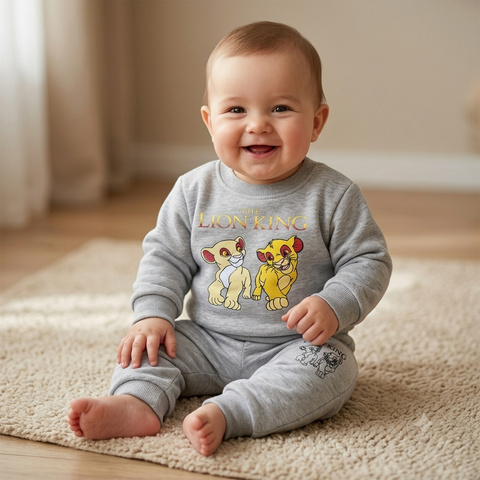 Warm Baby Track Suit Lion king (3 to 12 months) Light Grey