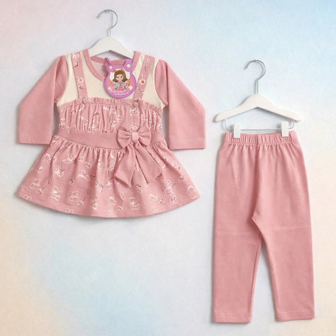 PD - 2 Pieces - Suit Set - Pink - Hearts Leaves