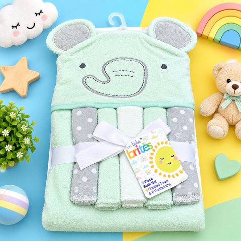 Baby Bath Towel With 6 Face Towels Brites