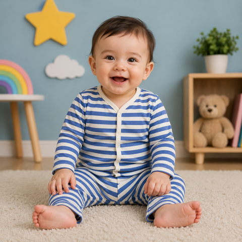 Winter Night Suit Blue yellow Stripes