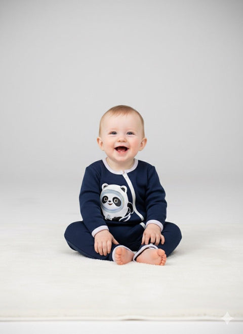 Baby Romper For Winter blue panda 3-10