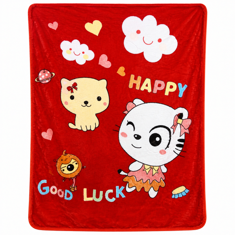 Imported Baby Blanket Double Ply Red Happy