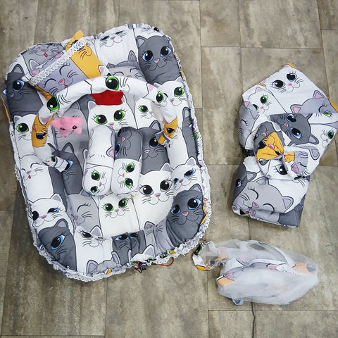6 Pieces Rattle snuggle grey multi  cats