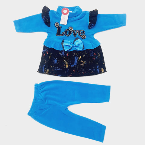 Baby Frock For Winters Blue Love