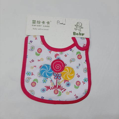 Imported Baby bib white pink candy