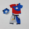 Baby suit for summer - Teddy bear  blue red